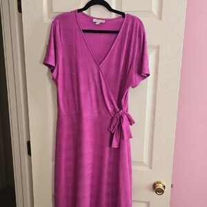 Elegant Pink Wrap Dress